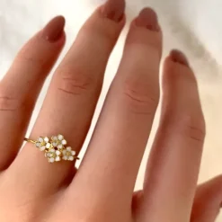 Marguerit ring i forgyldt sølv - Majse