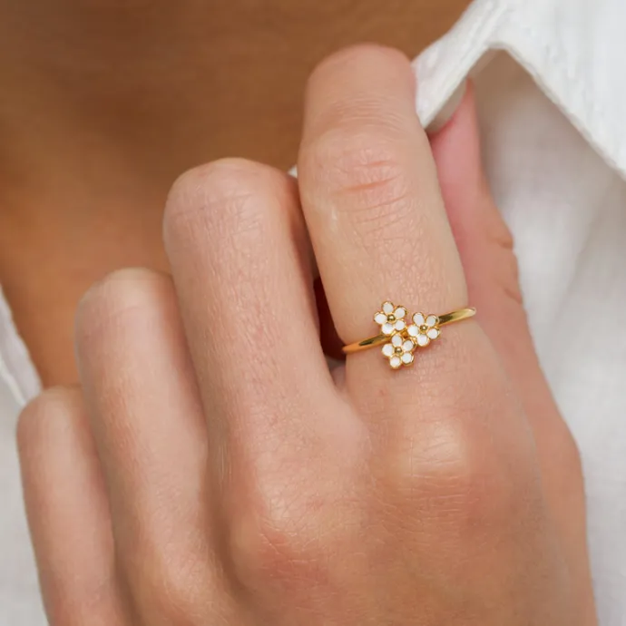 Marguerit ring i forgyldt sølv - Majse