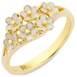 Marguerit ring i forgyldt sølv