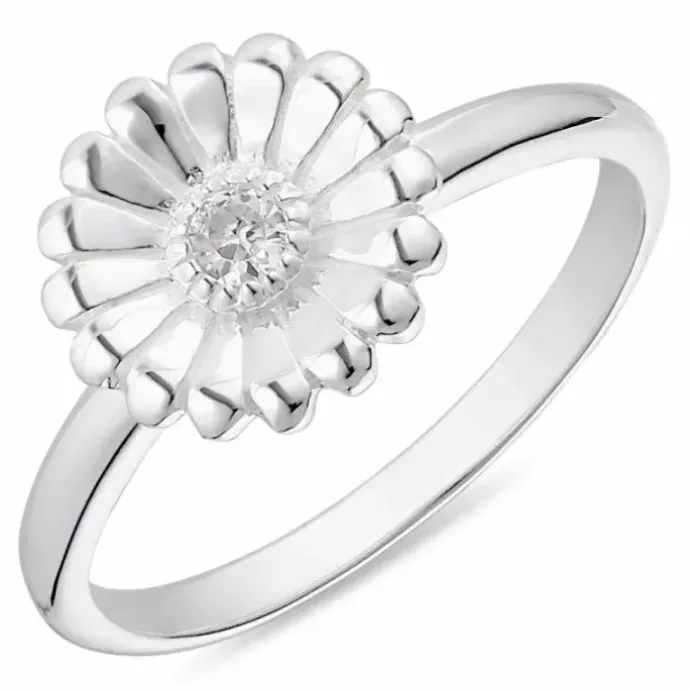 Marguerit zirkon ring i sølv