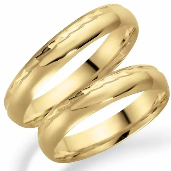 Mønster 4 mm vielsesringe i 9 karat guld - sæt
