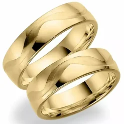 Mønster 6 mm vielsesringe i 9 karat guld - sæt