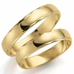 Mønster 4 mm vielsesringe i 9 karat guld - sæt