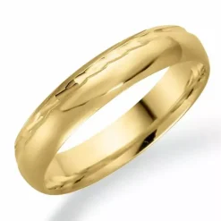 Mønstret 4 mm vielsesring i 14 karat guld