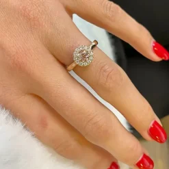 Morganit diamantring i 14 karat guld 0,43 ct 0,22 ct