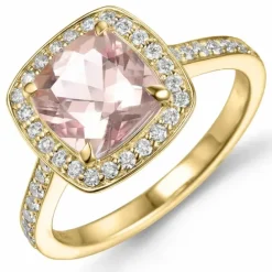Morganit diamantring i 14 karat guld 2,2 ct 0,38 ct