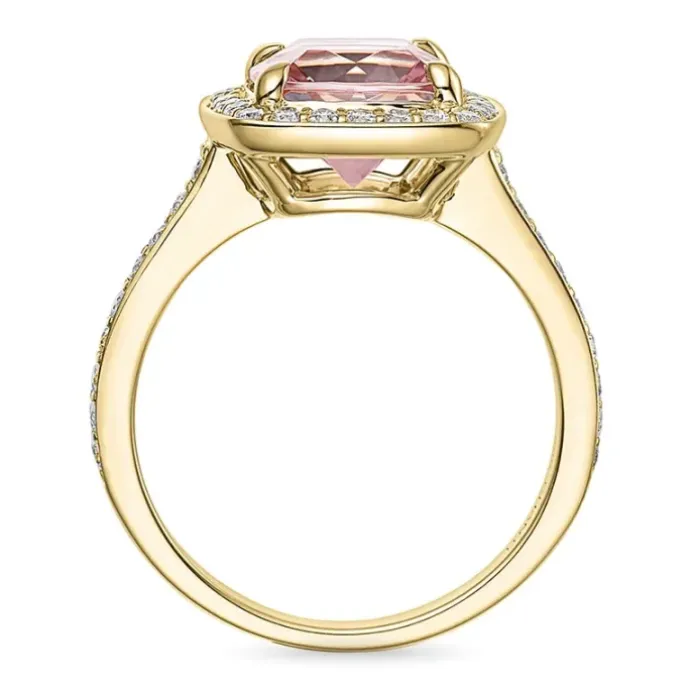 Morganit diamantring i 14 karat guld 2,2 ct 0,38 ct