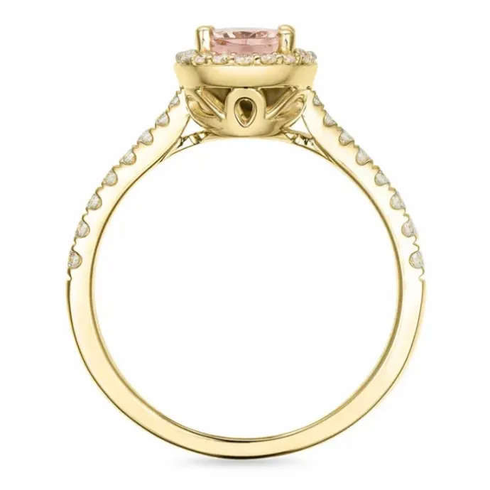 Morganit diamantring i 14 karat guld 1,28 ct 0,32 ct