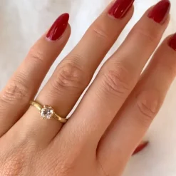 Morganit solitairering i 14 karat guld 0,43 ct