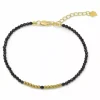 Mørkeblå metallic armbånd med sten og hematite.