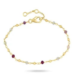 Multifarvet armbånd i forgyldt sølv 16 + 3 cm x 2,8 mm