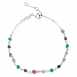 Multifarvet armbånd i sølv 17 plus 2 cm x 3,1 mm
