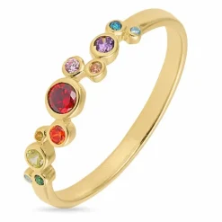 Multifarvet ring i forgyldt sølv - Bubbly Twist