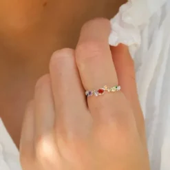 Multifarvet ring i sølv - Bubbly Twist