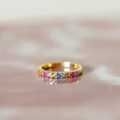 Multifarvet safir alliancering i 14 karat guld 0,51 ct