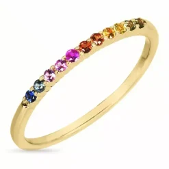 Multifarvet safir ring i 9 karat guld