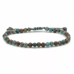 Multifarvet turkis jasper armbånd i silke snor 17 cm plus 3 cm x 4,4 mm