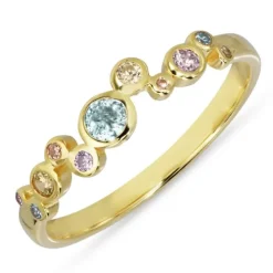 Multifarvet zirkon ring i forgyldt sølv - Bubbly Twist