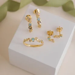 Multifarvet zirkon ring i forgyldt sølv - Bubbly Twist