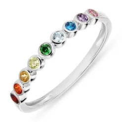 Multifarvet zirkon ring i sølv - Bubbly Twist