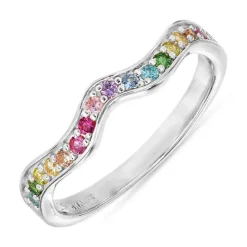 Multifarvet zirkon ring i sølv
