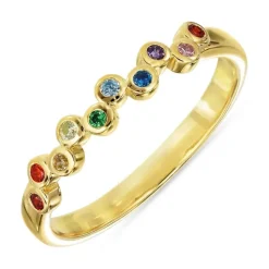 Multifarvet zirkon ring i forgyldt sølv - Bubbly Twist