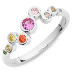 Multifarvet zirkon ring i sølv - Bubbly Twist