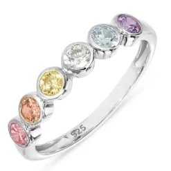 Multifarvet zirkon ring i sølv - Bubbly Twist