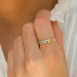 Multifarvet zirkon ring i sølv - Bubbly Twist