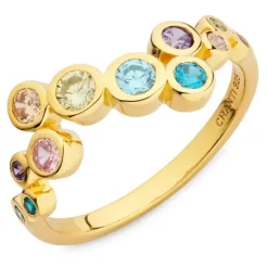 Multifarvet zirkon ring i forgyldt sølv - Bubbly Twist