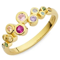 Multifarvet zirkon ring i forgyldt sølv - Bubbly Twist