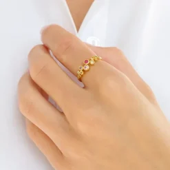 Multifarvet zirkon ring i forgyldt sølv - Bubbly Twist