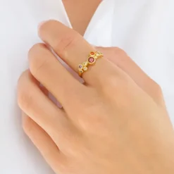 Multifarvet zirkon ring i forgyldt sølv - Bubbly Twist