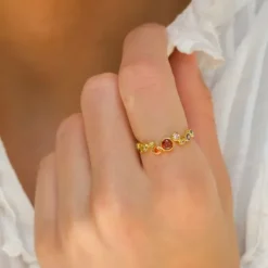 Multifarvet zirkon ring i forgyldt sølv - Bubbly Twist