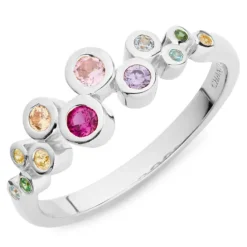 Multifarvet zirkon ring i sølv - Bubbly Twist