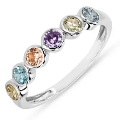 Multifarvet zirkon ring i sølv - Bubbly Twist