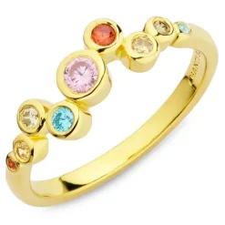 Multifarvet zirkon ring i forgyldt sølv - Bubbly Twist