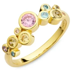 Multifarvet zirkon ring i forgyldt sølv - Bubbly Twist