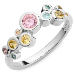 Multifarvet zirkon ring i sølv - Bubbly Twist