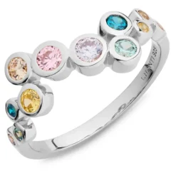 Multifarvet zirkon ring i sølv - Bubbly Twist