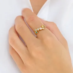 Multifarvet zirkon ring i forgyldt sølv - Bubbly Twist