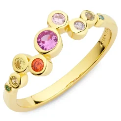 Multifarvet zirkon ring i forgyldt sølv - Bubbly Twist