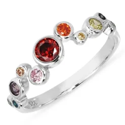 Multifarvet zirkon ring i sølv - Bubbly Twist