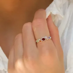 Multifarvet zirkon ring i sølv - Bubbly Twist