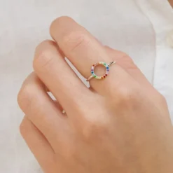 Multifarvet zirkon ring i sølv