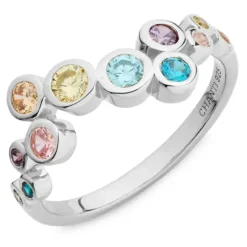 Multifarvet zirkon ring i sølv - Bubbly Twist