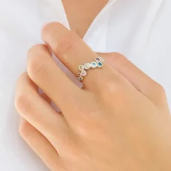 Multifarvet zirkon ring i sølv - Bubbly Twist