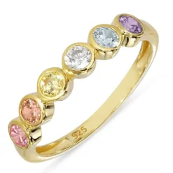 Multifarvet zirkon ring i forgyldt sølv - Bubbly Twist