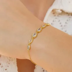 Nava Akhen armbånd i forgyldt sølv hvid zirkon