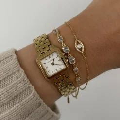 Nava Akhen armbånd i forgyldt sølv hvid zirkon